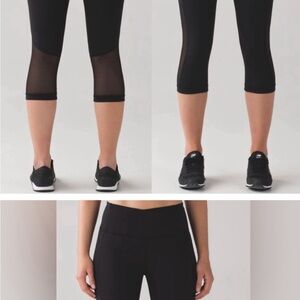 Lululemon Gear Up Crop Legging – High Rise-Black Mesh Panel – Size 4
